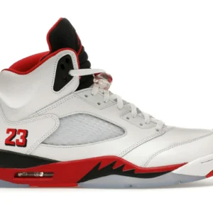Air Jordan 5 Retro "Fire Red Black Tongue" - Classic Heritage High-Top Model - Black/Fire Red