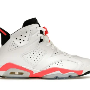 Jordan 6 Retro Infrared White - Classic Retro Basketball Sneakers - White / University Red / Black