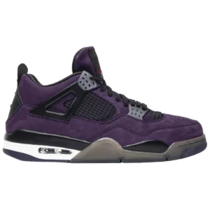 Travis Scott x Jordan 4 Retro Purple Suede Low Top Basketball Sneakers - Purple Dynasty/Black
