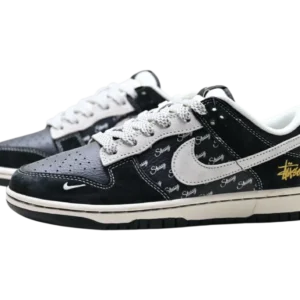 Dunk Low Casual Skate Sneakers – Low Cut Street Style Everyday Comfort - White/Black