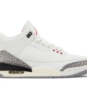 Jordan 3 Retro White Cement Reimagined - Classic Retro Basketball Sneakers - Grey Camo / Dark Grey / White