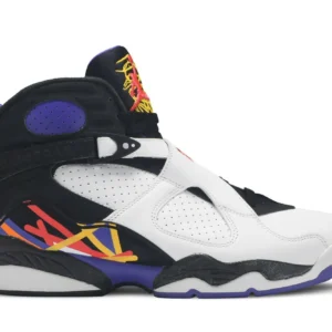 Jordan 8 Retro Three Peat - Iconic Retro Basketball Sneakers - Black / Fire Red / Cement Grey / White