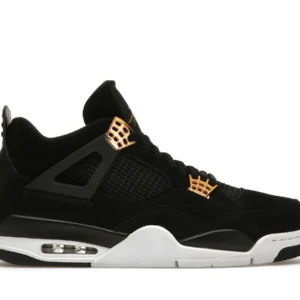 Jordan 4 Retro Royalty - Elegant Retro Basketball Sneakers - Black / Metallic Gold