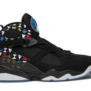 Jordan 8 Retro Quai 54 - Limited Edition International Basketball Sneakers - Black / Fire Red / Cement Grey / White