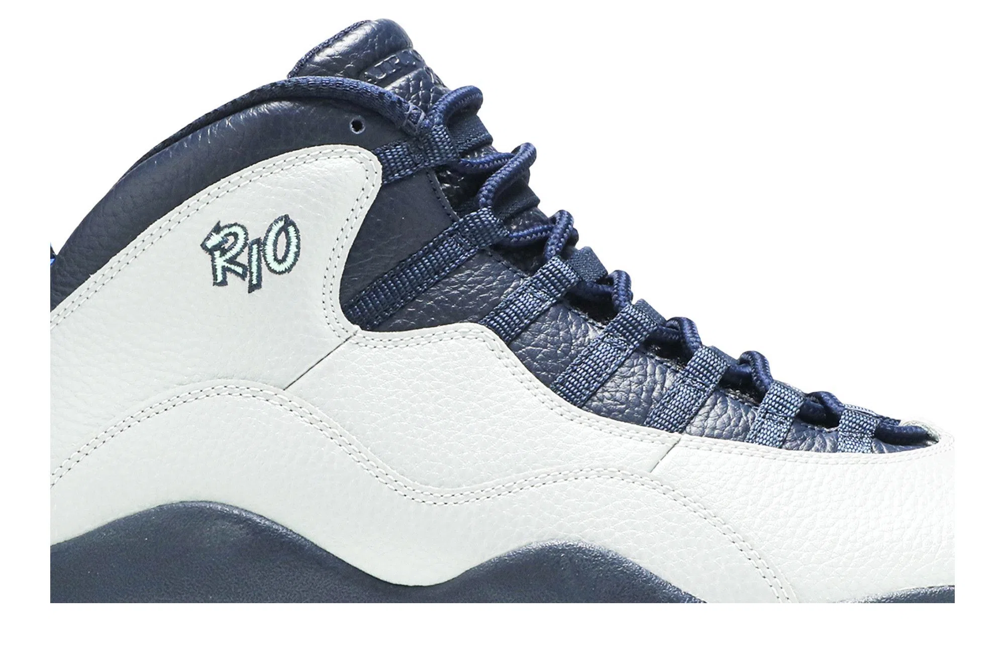 Jordan 10 Retro Rio - Vibrant Retro Basketball Sneakers - White / Midnight Navy / Cement Grey