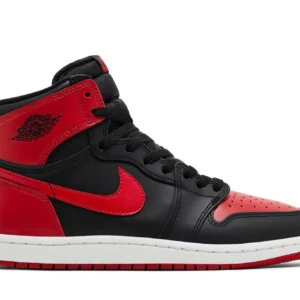 Jordan 1 Retro High Bred Banned - Iconic High Top Sneakers - White / Varsity Red / Black